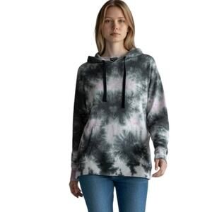 Zelos Women's Tie Dye Hoodie Sweatshirt M Gray & Purple Hooded Long Sleeve NWT